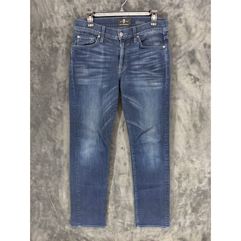 7 For All Mankind Slimmy Luxe‎ Performance Mens Blue Slim Jeans 31 ATA511313A